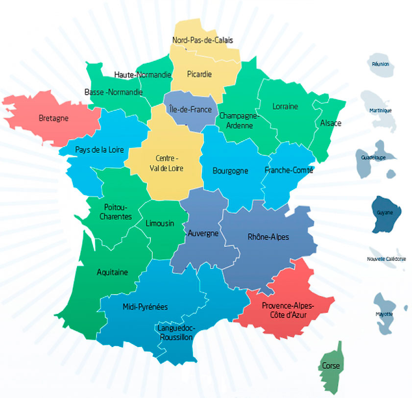 карта регионов франции